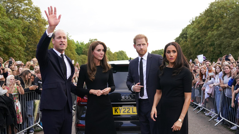 Prince William, Kate Middleton, Prince Harry, and Meghan Markle at Queen Elizabeth II's funeral in September 2022