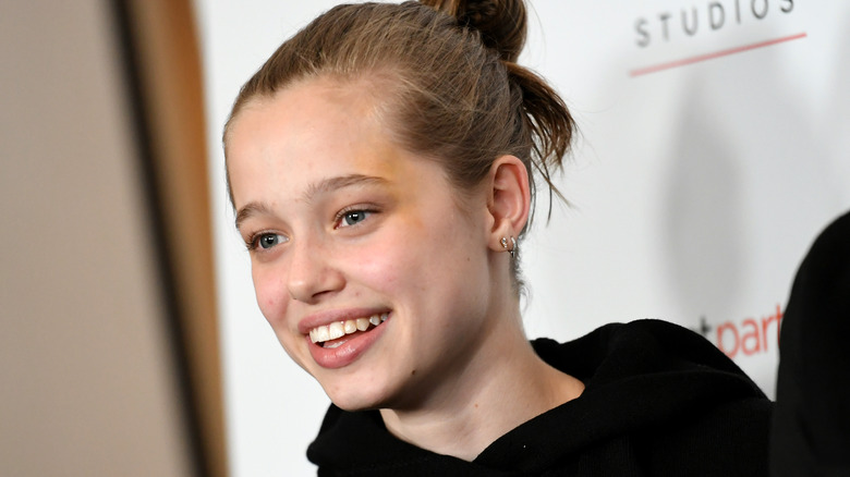 Shiloh Jolie-Pitt hair pulled back