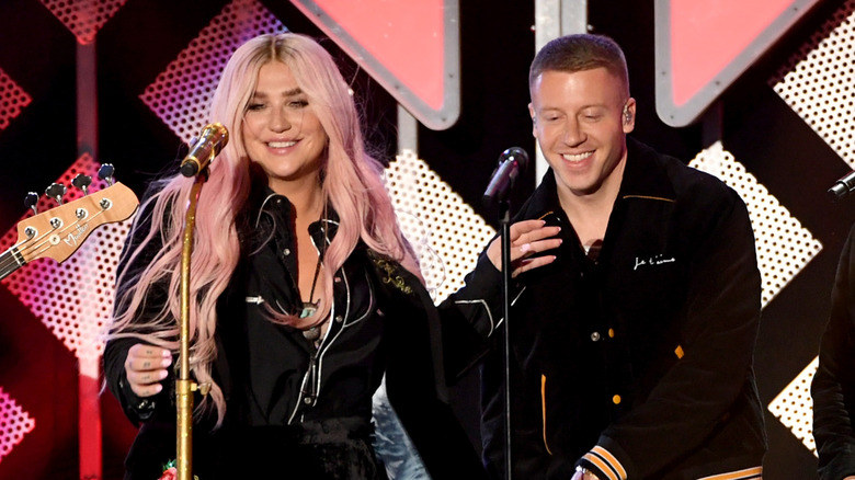Macklemore onstage with Kesha