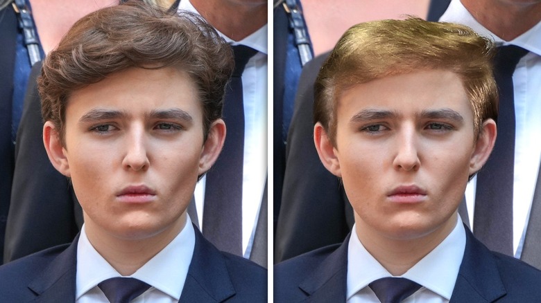 Barron Trump before and after a Donald Trump hair makeover