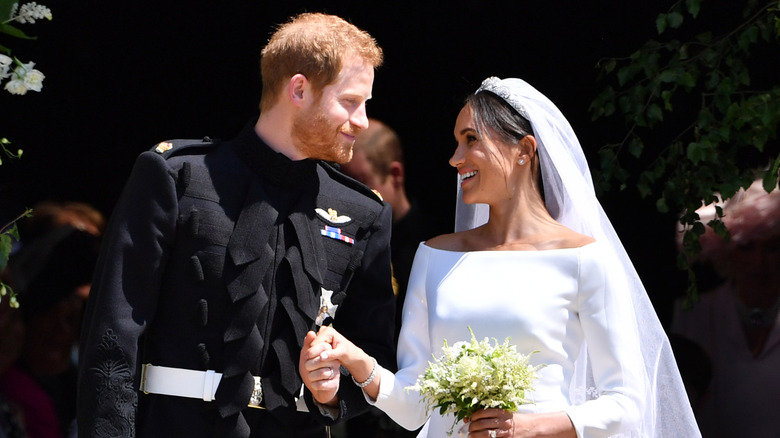 Prince Harry and Meghan Markle on their wedding day.