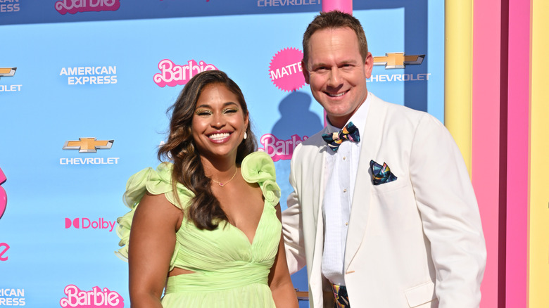 Mika Kleinschmidt and husband Brian Kleinschmidt at Barbie premiere