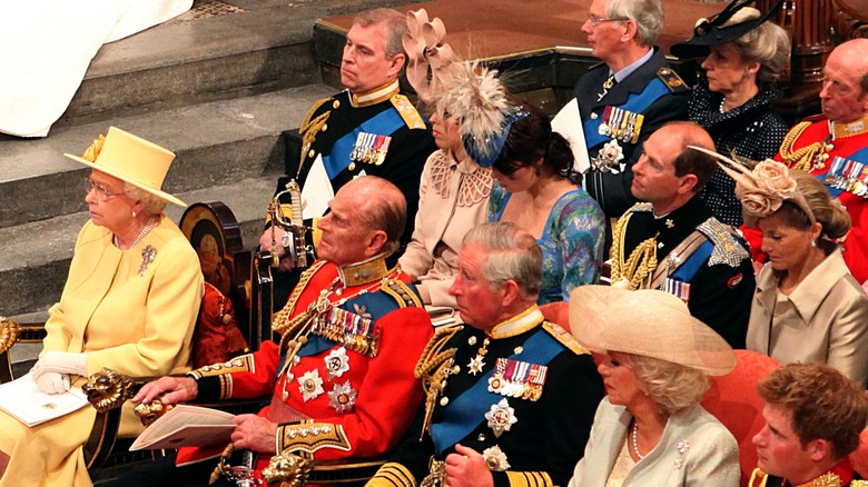 The Royal family siting in church