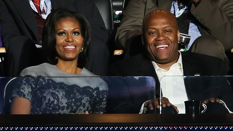 Michelle Obama and Craig Robinson at the 2012 DNC