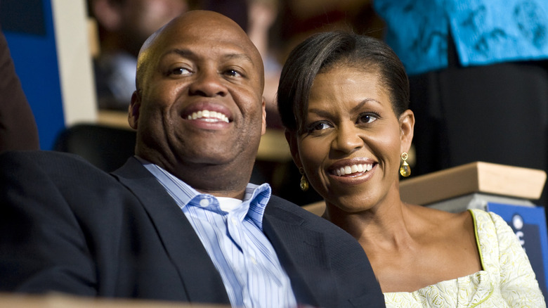 Craig Robinson and Michelle Obama at the DNC in Denver