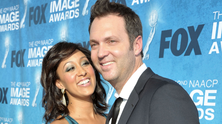Tamera Mowry looking at Adam Housley