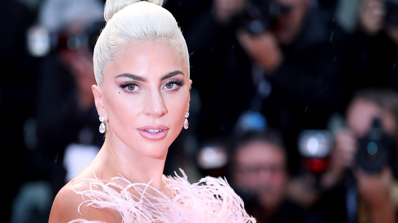 Lady Gaga being photographed at the A Star is Born premiere