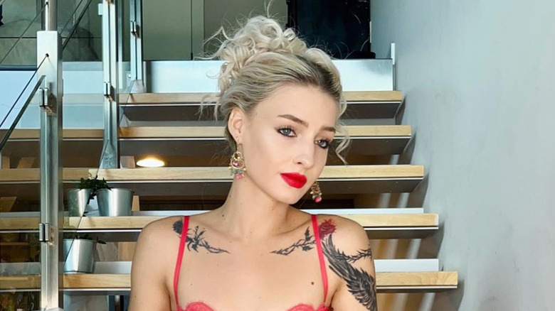 Moriah Plath red lipstick