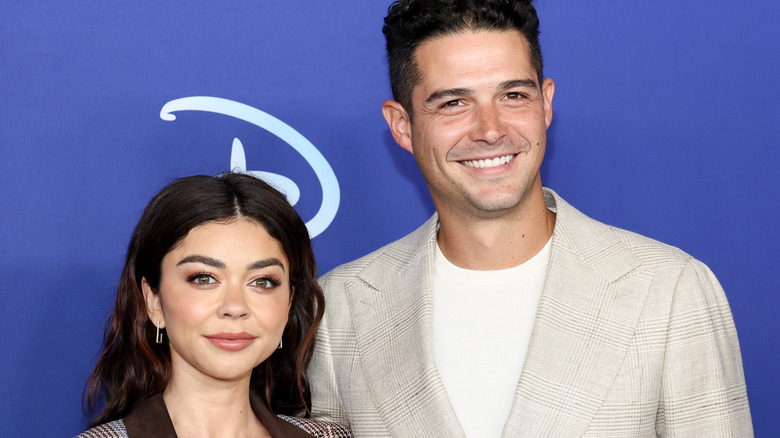 Wells Adams smiling with Sarah Hyland