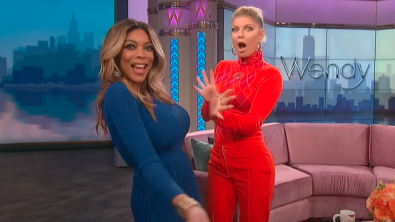 Wendy Williams and Fergie lip-syncing to Fergie's Glamorous