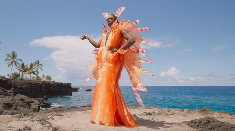 Bob the Drag Queen in a fish costume on We're Here