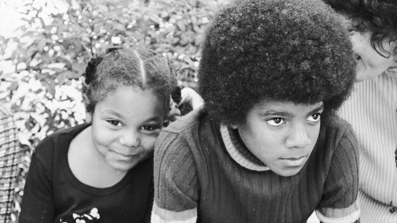 A young Janet and Michael Jackson