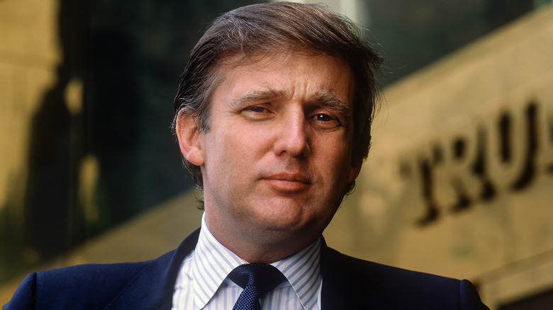 Donald Trump pictured with brown hair in the 1980s.