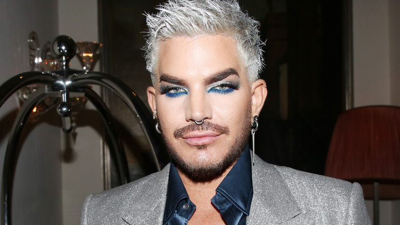 Adam Lambert with blue and silver smoky eye
