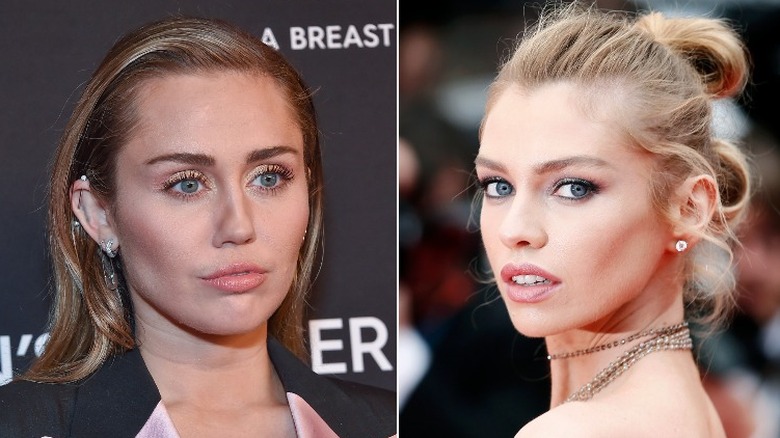 Miley Cyrus pouting, Stella Maxwell posing