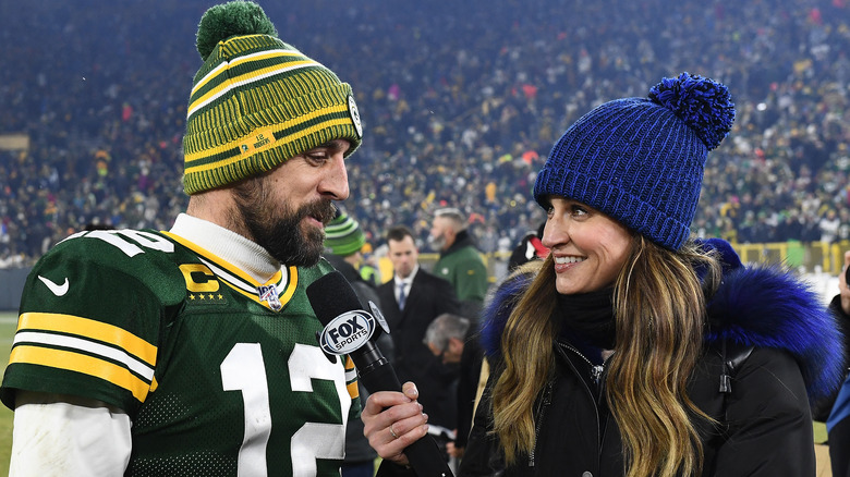 Erin Andrews interviewing Aaron Rodgers