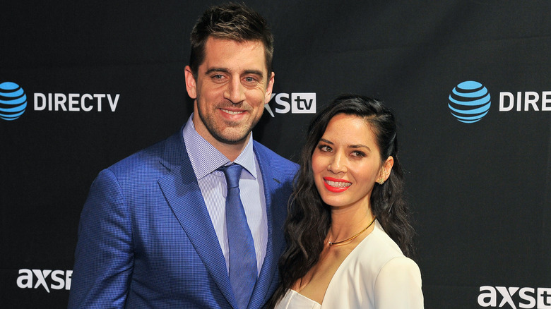 Aaron Rodgers, Olivia Munn smiling