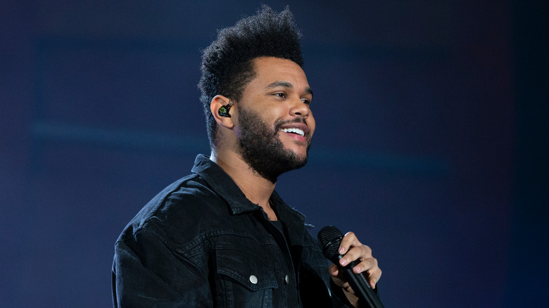 The Weeknd performing