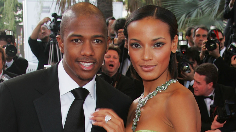 Selita Ebanks and Nick Cannon, smiling