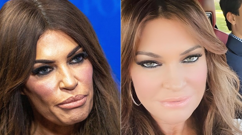 side-by-side of unfiltered and filtered photos of Kimberly Guilfoyle