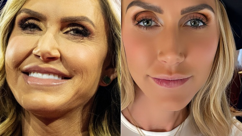 Side-by-side of unfiltered and filtered photos of Lara Trump