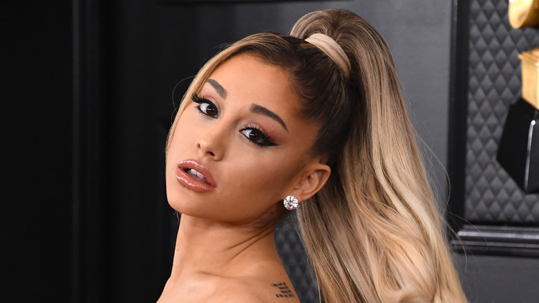 Ariana Grande posing wearing high ponytail