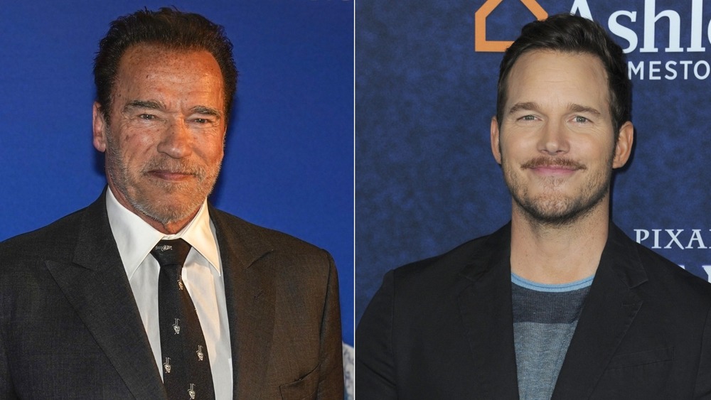 Chris Pratt and Arnold Schwarzenegger on the red carpet