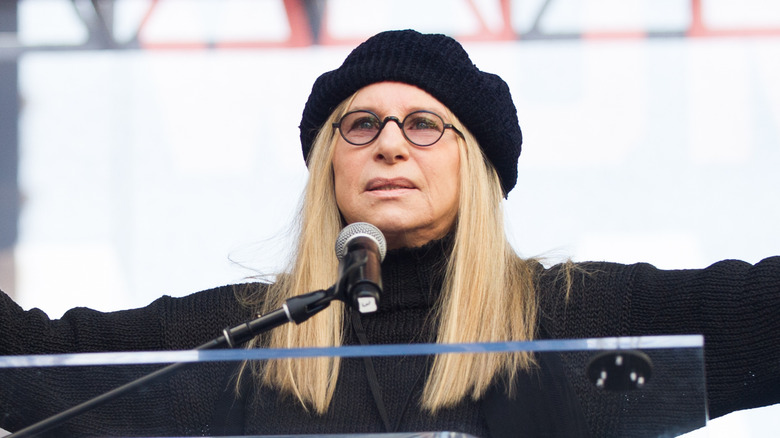 Barbra Streisand speaking on stage