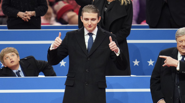 Barron Trump giving thumbs up