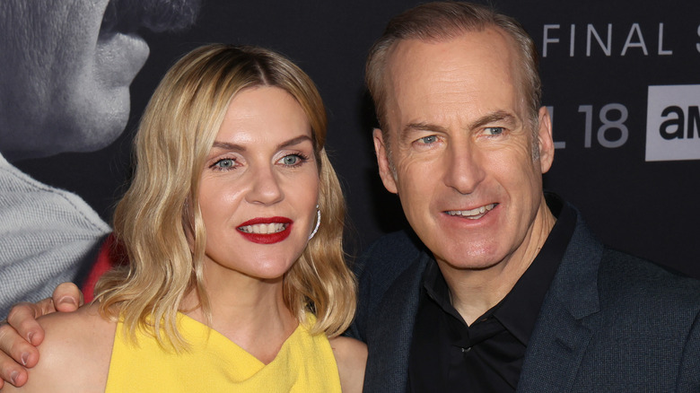 Rhea Seehorn and Bob Odenkirk pose together