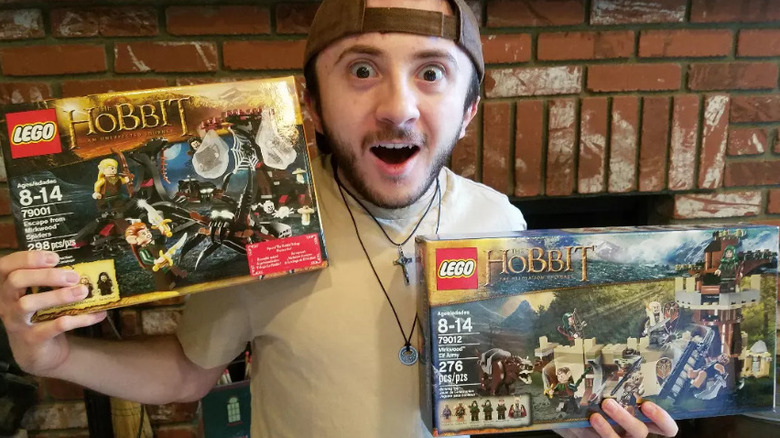 Atticus Shaffer shows off some Lego sets from The Hobbit in 2022