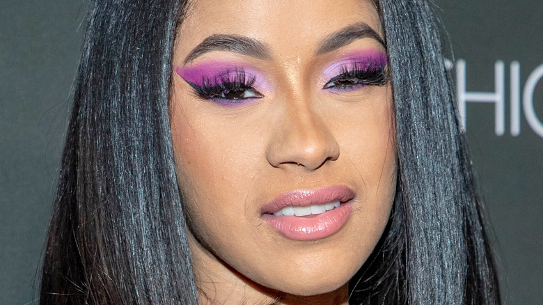 Cardi B wearing purple eyeshadow