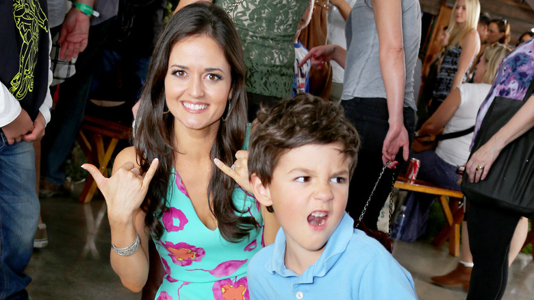 Danica McKellar smiling with son