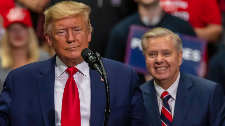 Donald Trump and Lindsey Graham at a rally