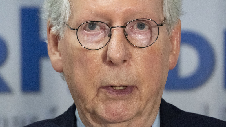 Senate Minority Leader Mitch McConnell during August 16, 2021 news conference