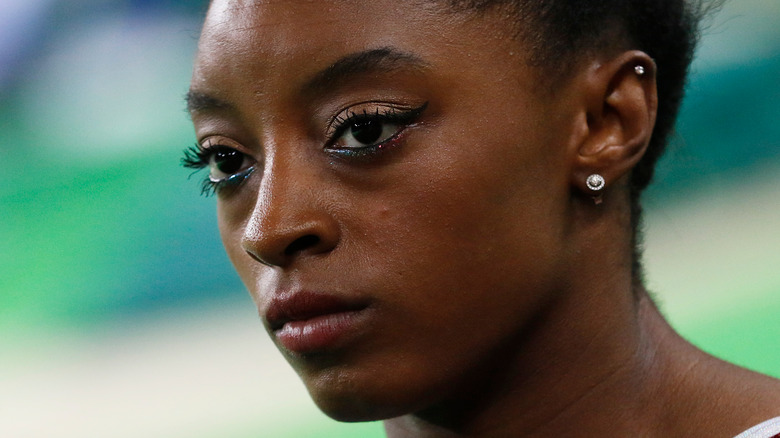 Simone Biles looking serious