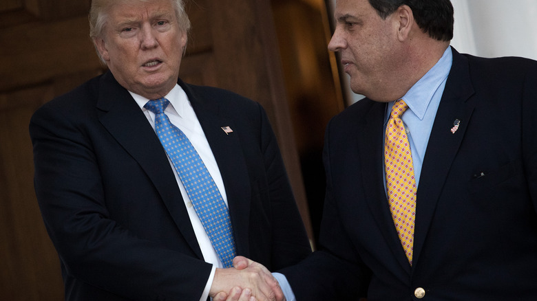 Chris Christie shaking hands with Donald Trump