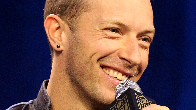 Chris Martin with microphone