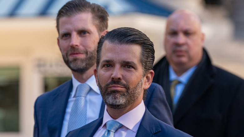 Donald Trump Jr. and Eric Trump arriving to court