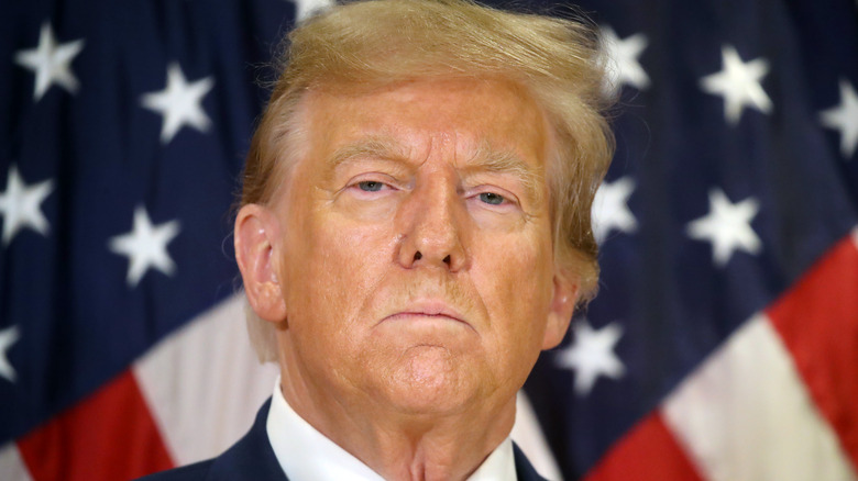 Donald Trump in front of American Flag