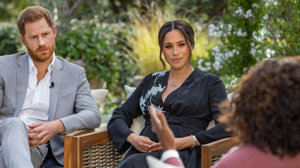 Prince Harry and Meghan Markle speaking to Oprah Winfrey