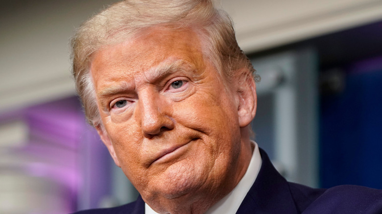 Donald Trump making skeptical expression