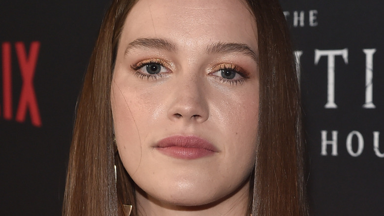 Victoria Pedretti looking at camera