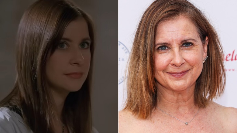 Split image of Kellie Martin in a Mystery Woman film, left, and at a 2026 benefit, right