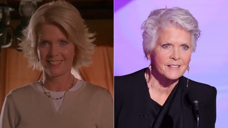Split image of Meredith Baxter in Angel in the Family, left, and at the 76th Primetime Emmy Awards, right