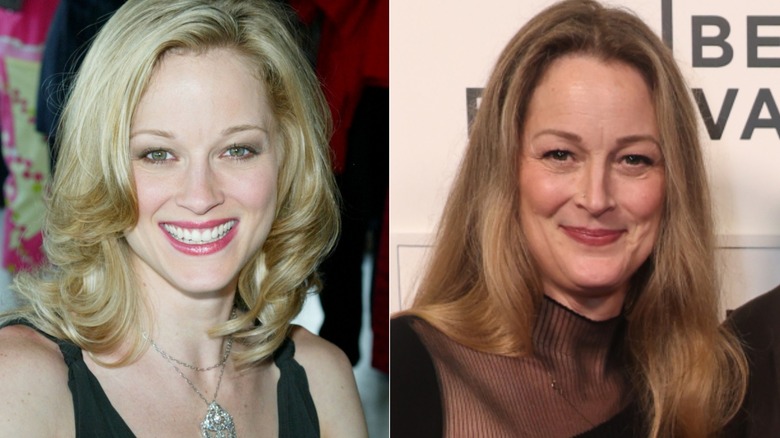 Split image of Teri Polo in 2003, left, and at a 2025 Meet the Parents event, right