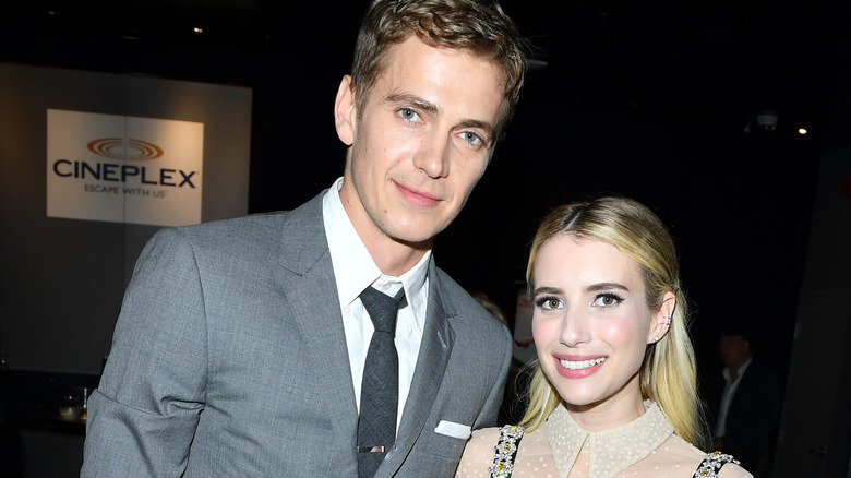 Hayden Christensen and Emma Roberts posing