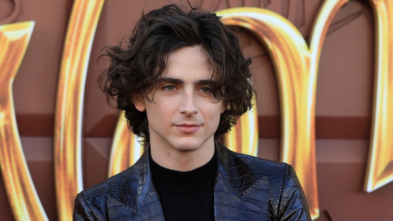 Timothée Chalamet wearing black