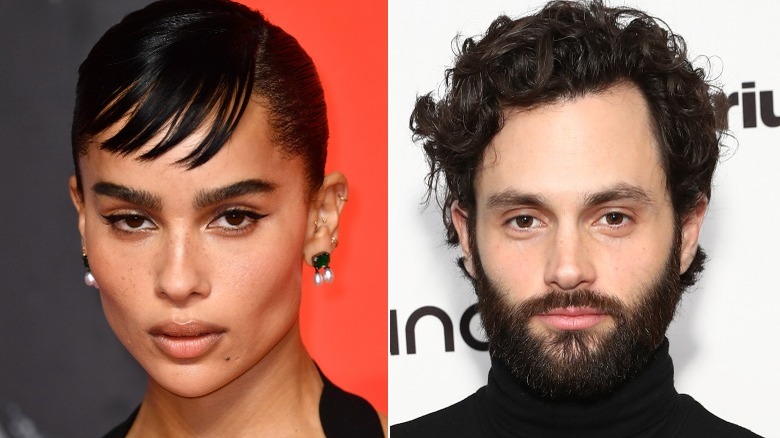 Penn Badgley and Zoë Kravitz split image