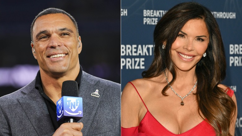 Tony Gonzalez, Lauren Sanchez; both smiling